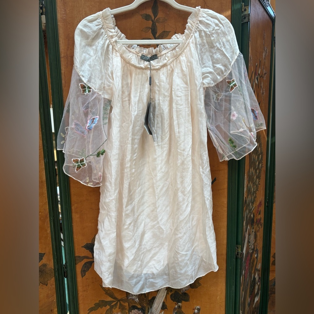 Lola top viscose silk soft pink M boho butterfly elegant